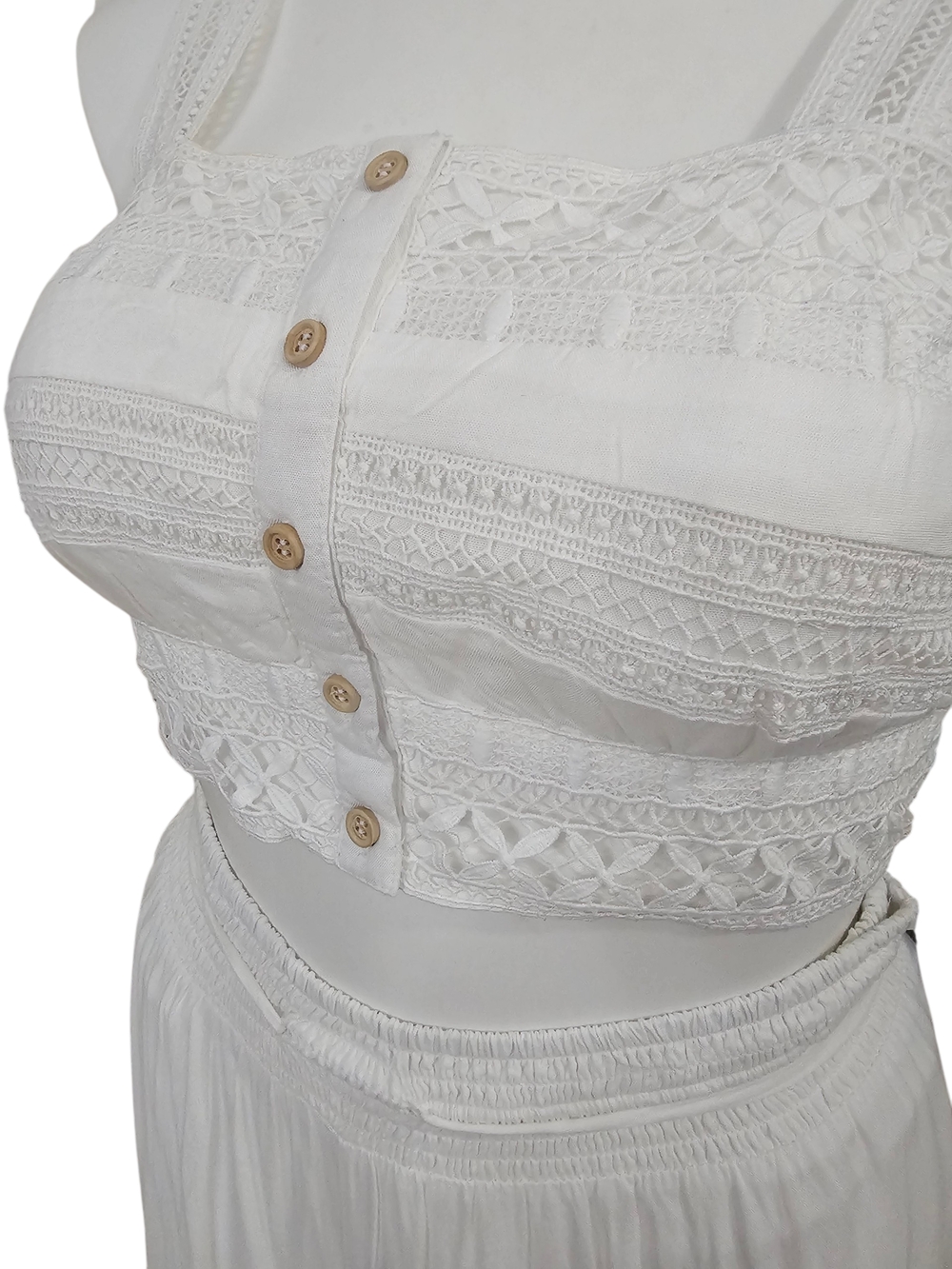 Japna White Crochet-Hem Wide Leg Pants - Picture 2 of 5